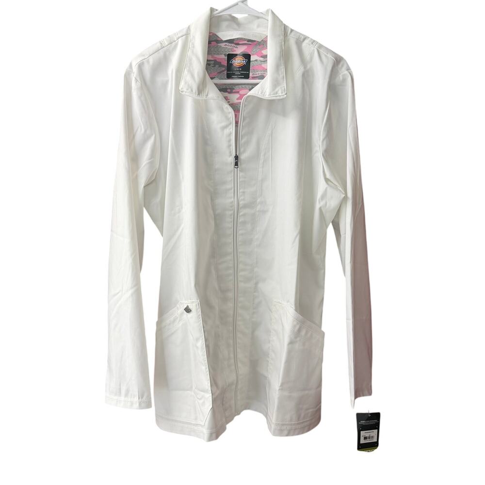 Dickies White Essence Women's Warm-up Jacket - DK302 Full‎ Zip Size Large Scrubs